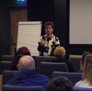 Filmmaker Dr Ruth Beckermann participating in a Q&A at the conference